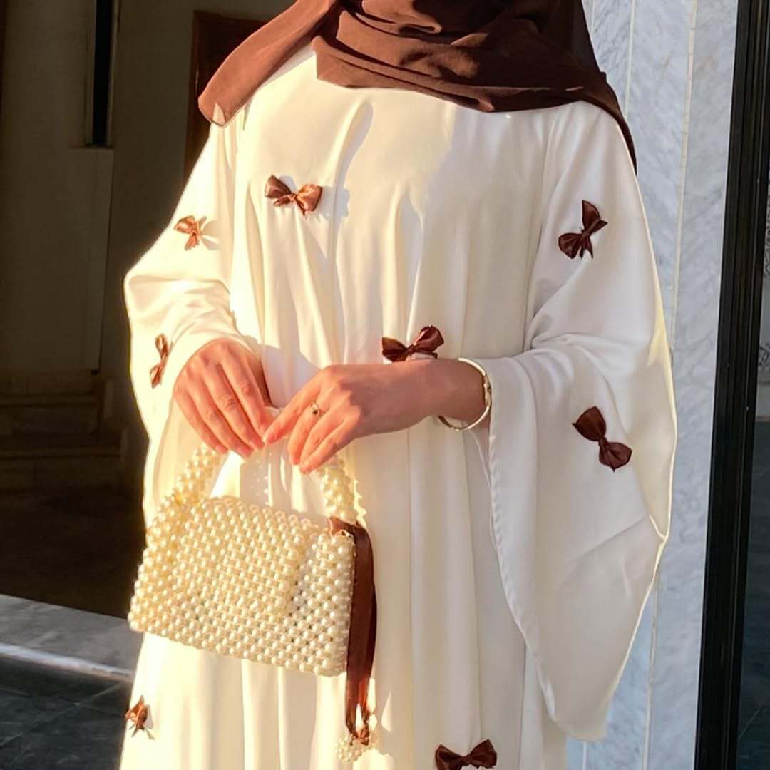 Women Dress Muslim Abaya for Eid Arab Bow Flare Sleeve Long Robe Jalabiya Ramadan Dubai Abayas Kaftan Vestidos Morocco Dresses