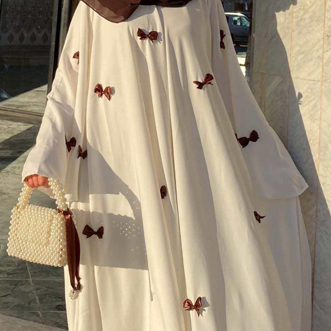 Women Dress Muslim Abaya for Eid Arab Bow Flare Sleeve Long Robe Jalabiya Ramadan Dubai Abayas Kaftan Vestidos Morocco Dresses