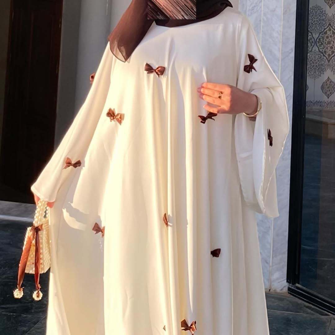 Women Dress Muslim Abaya for Eid Arab Bow Flare Sleeve Long Robe Jalabiya Ramadan Dubai Abayas Kaftan Vestidos Morocco Dresses