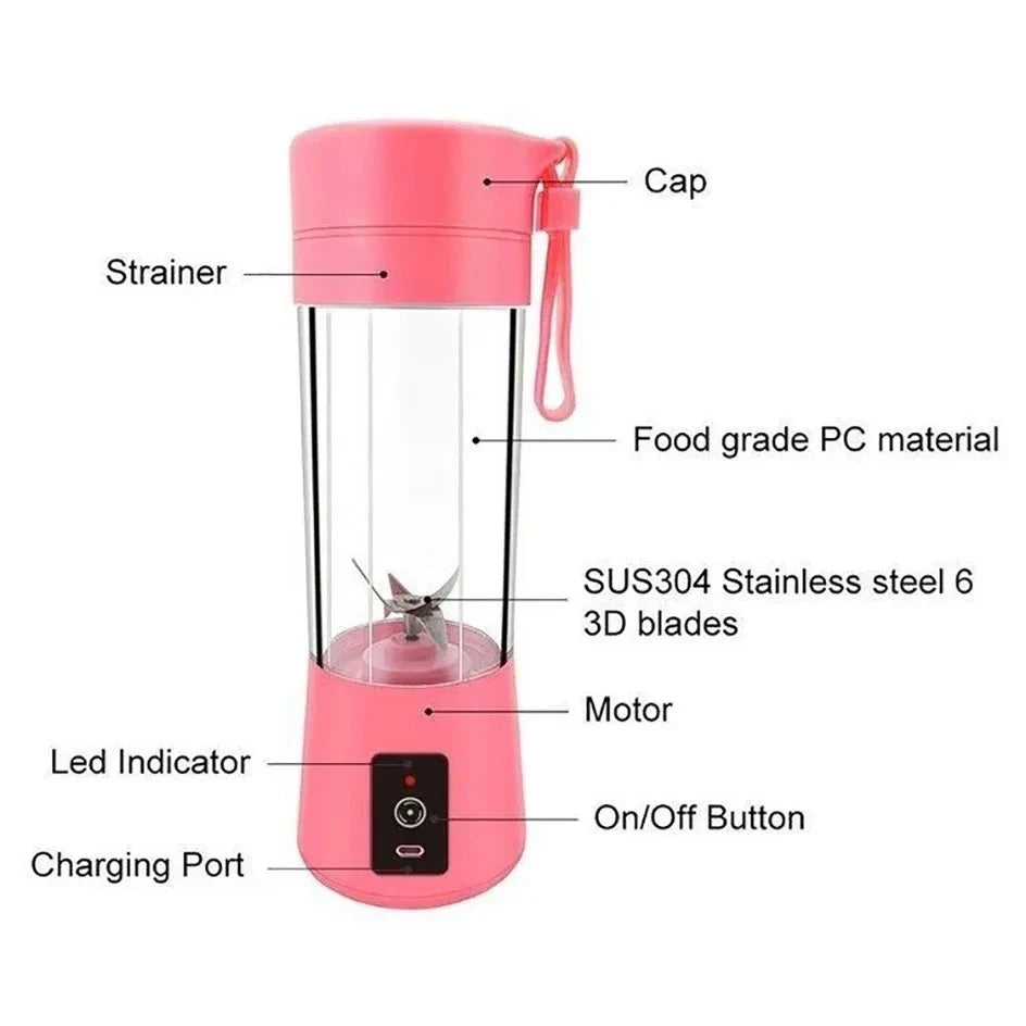 Portable Electric Juicer Blender – USB Rechargeable Mini Smoothie & Fruit Juice Mixer Bottle for Shakes, Milkshakes & Smoothies