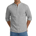 Mens Linen Shirt Luxury Casual Shirts for Men Long Sleeve Henley T-Shirts Summer Beach Hawaiian Shirt Gym Man Cotton Tshirts