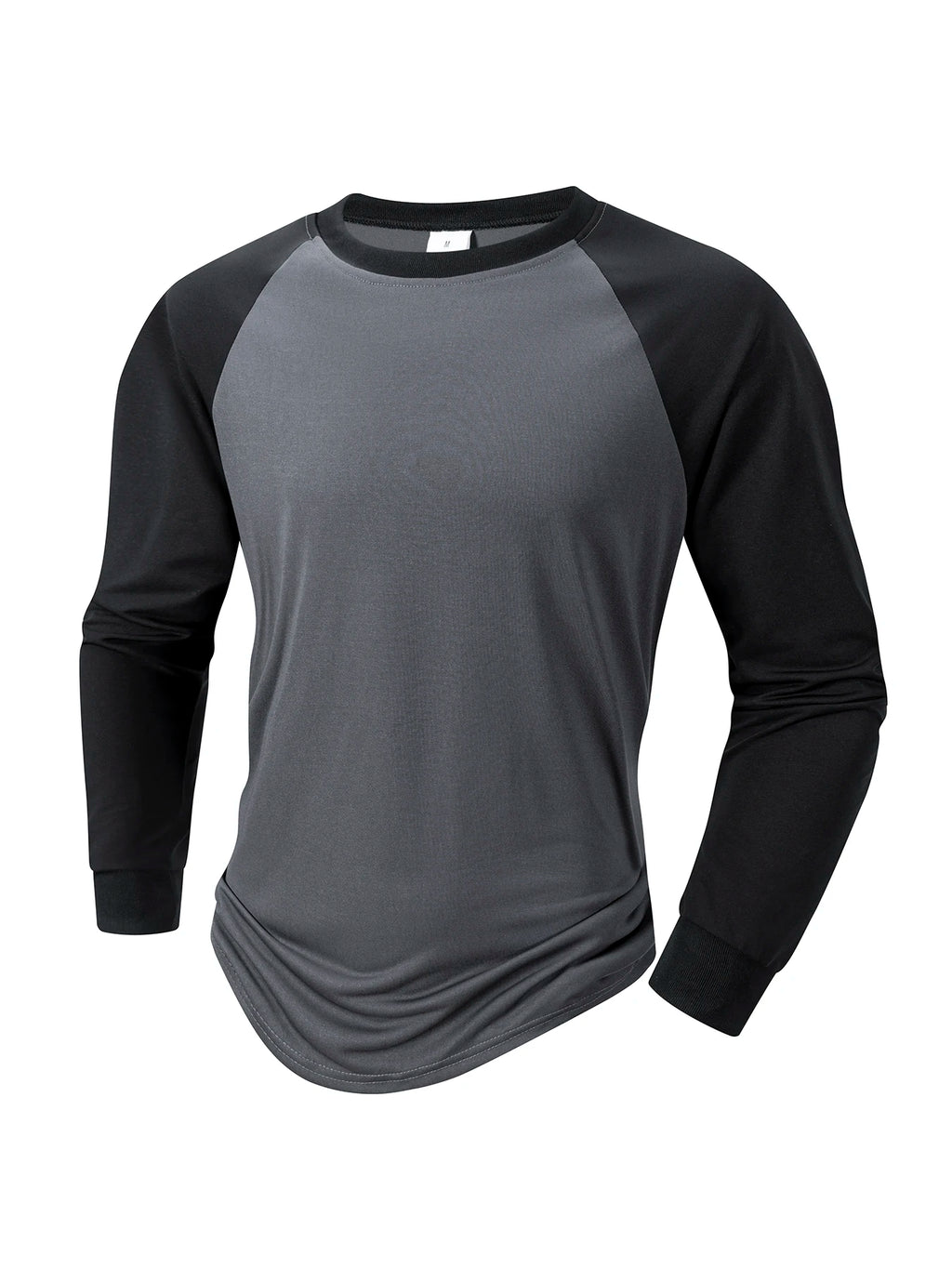 Mens Baseball Shirt Casual Breathable Raglan Long Sleeve Crewneck Patchwork T-Shirt Lightweight Vintage Fitness Sports Tops