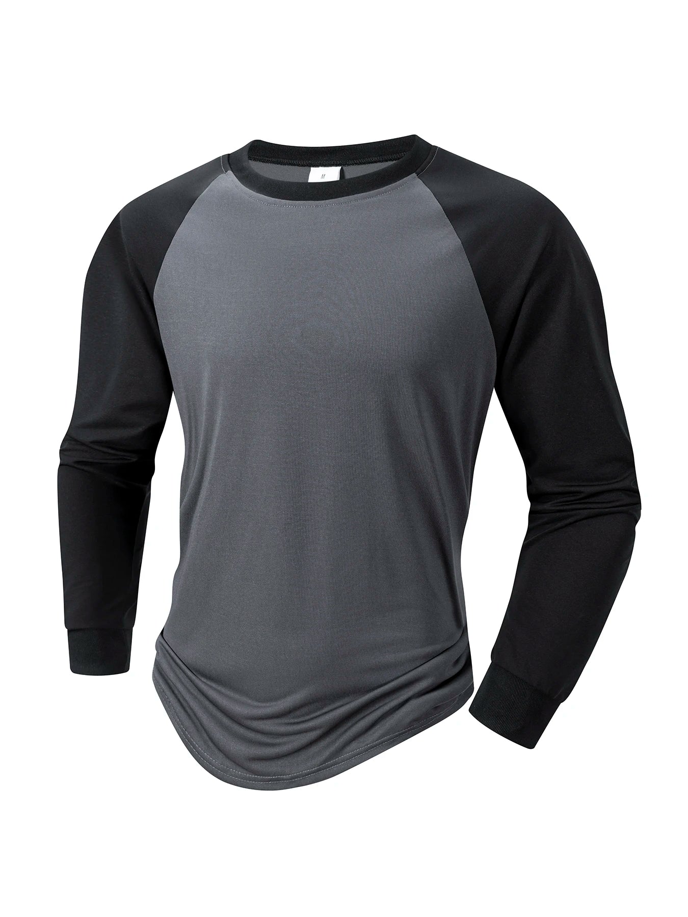 Mens Baseball Shirt Casual Breathable Raglan Long Sleeve Crewneck Patchwork T-Shirt Lightweight Vintage Fitness Sports Tops