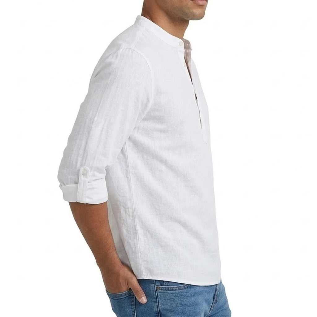 Mens Linen Shirt Luxury Casual Shirts for Men Long Sleeve Henley T-Shirts Summer Beach Hawaiian Shirt Gym Man Cotton Tshirts