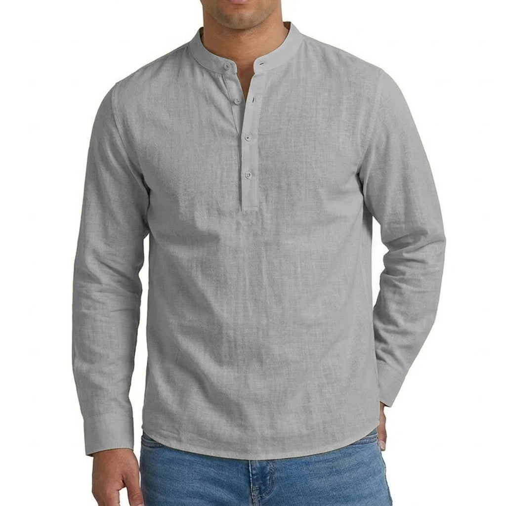 Mens Linen Shirt Luxury Casual Shirts for Men Long Sleeve Henley T-Shirts Summer Beach Hawaiian Shirt Gym Man Cotton Tshirts