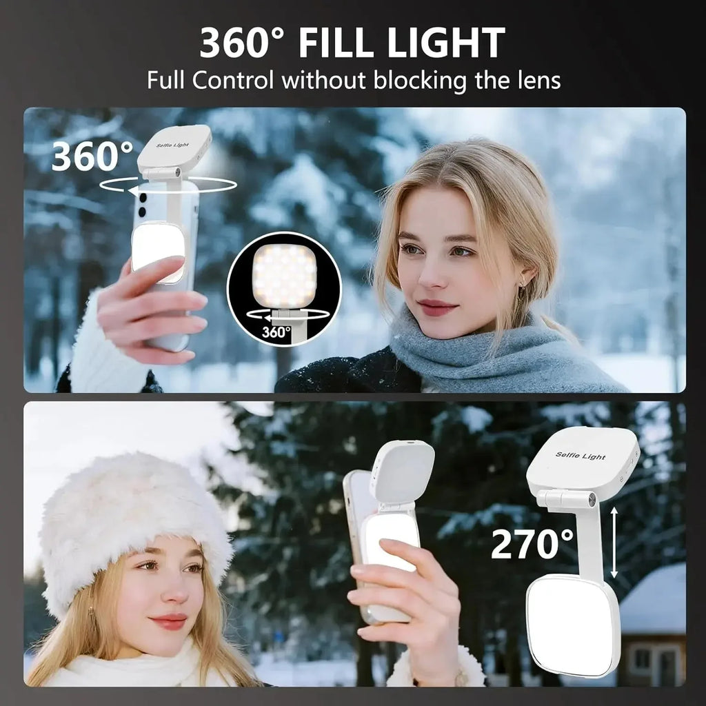 360° LED Ring Fill Light with Mirror for MagSafe iPhone Magnetic Selfie Light Great for Selfies Vlog Video Calls