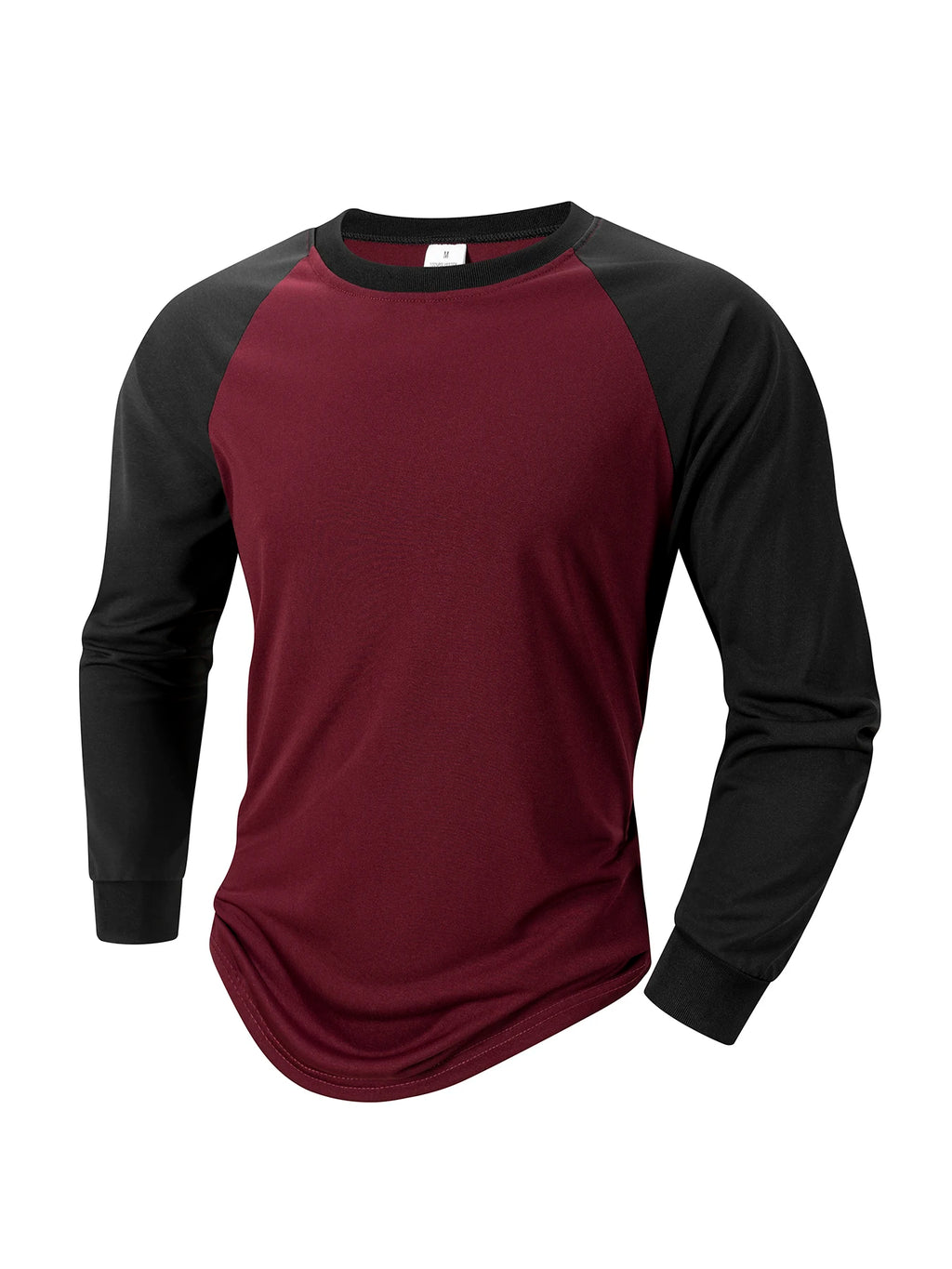 Mens Baseball Shirt Casual Breathable Raglan Long Sleeve Crewneck Patchwork T-Shirt Lightweight Vintage Fitness Sports Tops