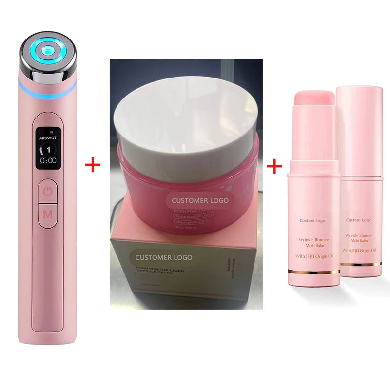3-piece Set EMS Electric Microcurrent Skin Lifting Reduce Eye Wrinkles Remove Dark Circles Hot Vibration Beauty Device