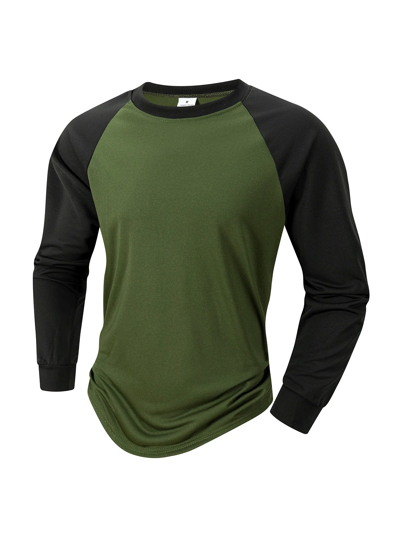 Mens Baseball Shirt Casual Breathable Raglan Long Sleeve Crewneck Patchwork T-Shirt Lightweight Vintage Fitness Sports Tops
